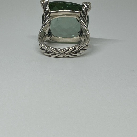 David Yurman Cushion On Point ring in silver, diamonds and prasiolite - Picture 10 of 13